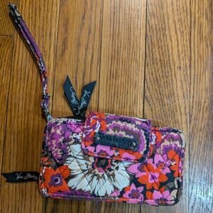Vera Bradley Floral Quilted All-In-One Wristlet Wallet Purple Orange Pink